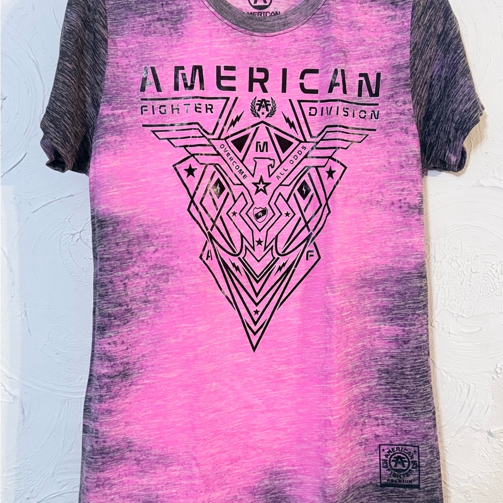 American Fighter Neon Pink, Purple and Black Short Sleeve Women’s Graphic Tee